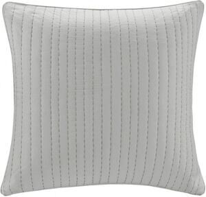 INK+IVY Camila Cotton Quilted Euro Pillow Sham in GREY ~ NEW